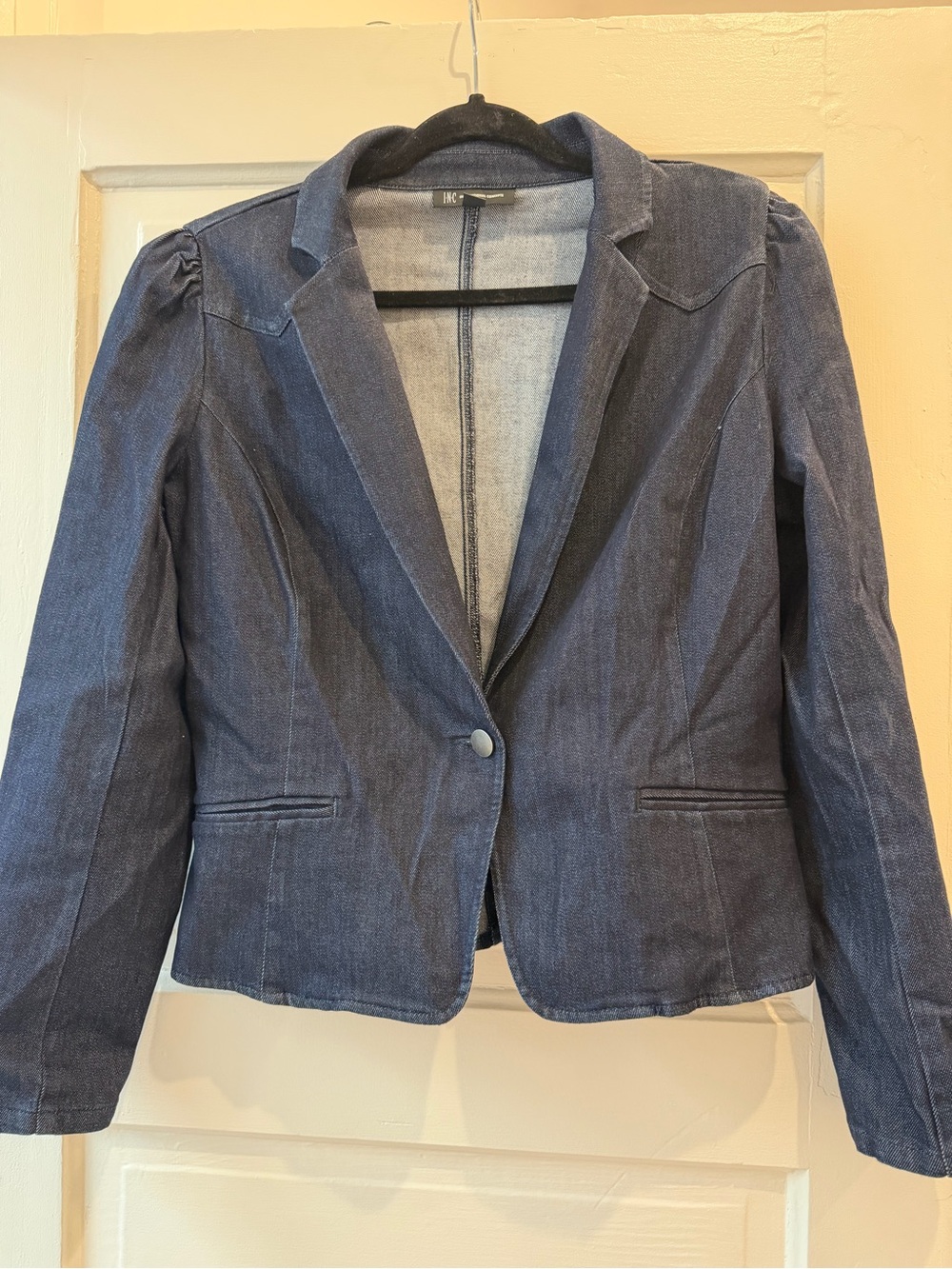 INC International Concepts Dark Blue Denim Blazer